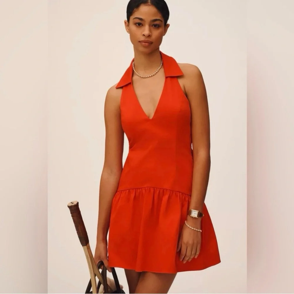 ANTHROPOLOGIE Maeve Halter Drop-Waist Mini Dress NWT Size Medium - Picture 1 of 10